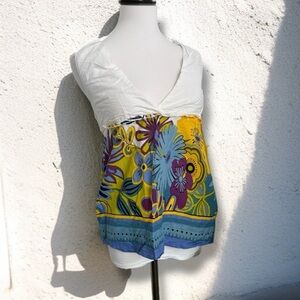 Y2K Urban Behaviour Floral Scarf Top – Boho Cottagecore Festival Blouse XS